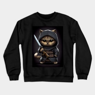 Cute Ninja Cat With Sword Crewneck Sweatshirt